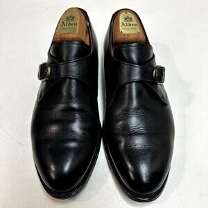 NEW HEELS Alden 955 Plain Toe Monk Strap (Black Calfskin) VERY GOOD 8 Wide C/E